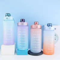 2l Kapasitas Besar Botol Air Cangkir Jerami Suhu Tinggi Plastik Skala Waktu Buram Luar Ruangan Olahraga Pasangan Siswa 220620