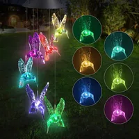 Strings Solar Wind Chime Lamp Hummingbird Dragonfly Butterfly Deer Bee Hanging Decorative Light ColorfulLED LED