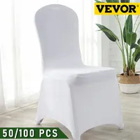 VEVOR 50 100 PCS Düğün Sandalye Kapakları SPANDEX STRING Slipcover Restoran Ziyafet El Yemek Partisi Evrensel Sandalye Kapak 220512