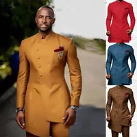 Men&#039;s Suits & Blazers Colors Wedding Men Suit Set Tailor-made Slim Fit Man Groom Dress Tuxedo Prom Dinner Gold Robe Blazer Pants 2PcsMen&#039;s B