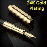 DARB Luxury Fountain Pen Plated With 24K Gold High Quality Business Office Metal Ink Pens Gift Classic 220812
