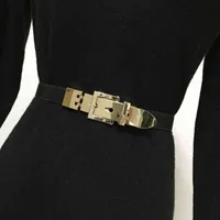 Belts New golden punk elastic band high grade metal women's thin belt fashion versatile mirror iron waist cover women