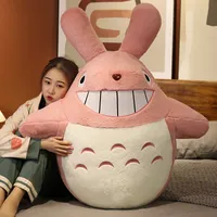 Novo gigante rosa Totoro Plush Toy Big Cute Cute Anime Totoro Doll Fid's Bed Pillow Pillow Day do Dia dos Namorados para namorada 100/120/140cm DY10062