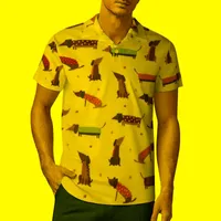 Men's Polos Colorful Dog Shirts Male Funny Animal Print Casual Shirt Summer Cool Collar T-Shirts Short Sleeve Oversized -ShirtsMen's Men'Men