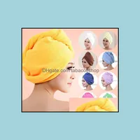 Towel Home Textiles Garden 200Pcs Lot Microfibre Shower Hair Drying Wrap Quick Dry Hat Cap Bath Turban Head Drop Delivery 2021 Bbusy
