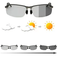 Sunglasses KAMMPT Rimless Pochromic For Men Polarized Day Night Driving Chameleon Sun Glasses Rectangle Shades