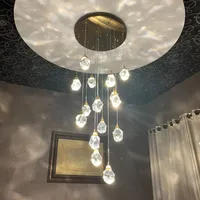 Pendant Lamps Modern Diamond Crystal Lights Living Dining Room Bedroom Kitchen Indoor Lighting Home Decor Loft Spiral Hanging LampsPendant