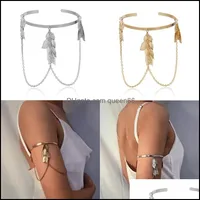 Браслет бохо ретро листья браслета верхней руки для женщин любит ювелирные изделия женская манжета доставка по доставке 2021 браслеты
