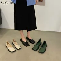 Suojialun bahar düz ayakkabı kare ayak parmağı kare ayak parmağı sığ ağız kayması üzerinde somunlar bayanlar sıradan ayakkabılar zapatos mujer 220507