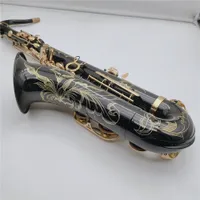 Mark VI Tenor Saxofon av hög kvalitet BB Tune Svart Nickel Lackat guld Woodwind Instrument med fodralstillbehör