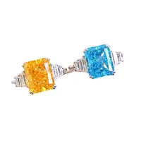 Cluster Rings UMQ For Women 8*10 Aquamarine   Yellow High Carbon Diamond 925 Sterling Silver Vintage Wedding 2022 Trend