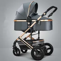 Cochecito de bebé de lujo liviano 3 en 1 portátil alto paisajista cochecito reversible mamá carruaje rosa viaje pram302s