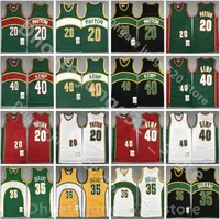 Livraison rapide Mitchell Ness Basketball Gary Payton Jersey 20 Kevin Durant 35 Shawn Kemp 40 Black Red White Green Team Breathable Retro Vintage Wholesale