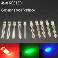 Light Beads 20-1000Pcs Multicolor 4pin 5mm RGB Led Diode Lamp Tricolor Round Common Anode F5 Emitting Red Green BlueLight