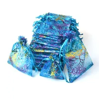 Blue Coralline Organzing Coulleging Jewelry Packaging Cashing Candy Chany Wedding Borse regalo Design Design con pattern di doratura 224K
