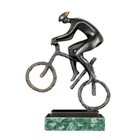 Abstract Sport Sculpture Art Mountain Biking Man Statue Bronze Brass Hot Cast Classy Home Decor