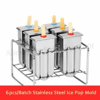 Ice Lolly Mold DIY Popsicle Mould 6pcs in One Set 304 Stainless Steel Ice Cream Molds with Stick Holder More Types Option262S