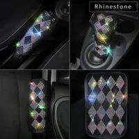 Crystal Rhinestone Diamond Car Seat Belt Cover Shoulder Pad Armrest Colorful Gear Shifter Handbrake Safety Belts & Accessories261E