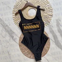 Tasarımcılar mayo bikini altın mektup basılı kadın mayo seksi sırtsız bodysuits plaj kıyafeti bayanlar mayolar