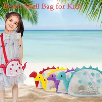 Beach Shell Bags for Kids Seashell Mesh Handle bag Cute Dinosaur Toy Collection Storage bags 5 Styles sxjun21