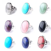 2022 Open Natural Stone Ringen voor vrouwen Men Mode verstelbare eiervorm Crystal Finger Ring Sieraden Groothandel BZ910