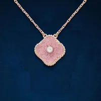 Hänge halsband designer smycken älskar halsband fyra bladklöver guld för kvinnor bröllop blommor form hänger länk kedja halsband med låda med låda