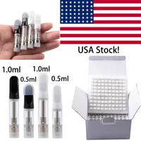 USA Stock TH205 Atomizers 0.5ml 1.0ml Empty Vape Cartridges With Foam Pack Ceramic Coil Glass Thick Oil Carts Wax Vaporizer 510 Thread E Cigarettes Factory Price