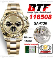 BTF Better Factory SA4130 Automatic Chronograph Mens Watch 18K Gold Gold Mold Shorts Black Dial 904L OysterSteel Bracelet Super Edition Th 12.2mm PureTime D4