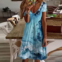 Casual Dresses Off The Shoulder Prom Dress Womens Summer Blue V Neck Sleeve Loose Flowy Swing Black DressCasual