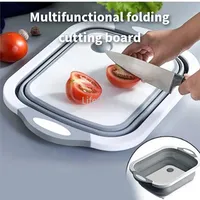 NEW 3 IN 1 Flexible Cutting Board Silicone Folding Drain Basket Cooking Cutting Board Storage Kitchen Stuff Collapsible Colander Fast Delivery!!!