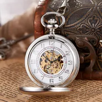 Pocket Uhren Gorben klassische glatte Oberfläche Mechanische Uhr mit Ketten Weihnachtsgeburtstag Hochzeit Vatertag Geschenkpocket