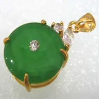 Entièrement pas cher 2 couleur belle perle de jade verte bénisse 18 kgp collier pendentif chaîne 261k