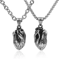 Catene in acciaio inossidabile cuore anatomico organo umano a sospensione lunga collana punk regalo gotico uomo donna reperti di gioielli