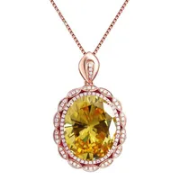 Lockets 6 S Yellow Crystal Citrine Gemstones Diamonds Pendant Necklaces For Women 18k Rose Gold Filled Fine Jewelry Party Accessory