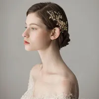 Clips de cabello Barrettes Vintage Gold Bridal Hair Flower Batepin Bedding Accesorios de boda a mano Mujeres hechas