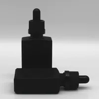 30ml preto de vidro fosco de vidro líquido pipeta garrafas gotas quadrado frasco de perfume de óleo essencial