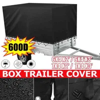 Heavy Duty Trailer Cover 600D Waterproof Anti UV Sunshade Box Trailerable Cover with 7M Rope Outdoor Trailer Dustproof Cover H220425