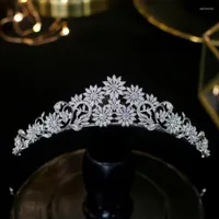 Hårklämmor Barrettes Asnora European Wedding 3A Zircon Flower Accessories Bride CZ Crown With Electricating Earl22