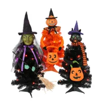 Halloween Character Table Table Top Tree Decoration For Party Of Haunted House avec LED Light Powder Saving String and Timer Fonction