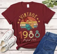 Women&#039;s T-Shirt Vintage 1988 Made In 34nd Birthday Years Old Gift For Girl Wife Mom Idea Classic Tshirt Unisex Cotton