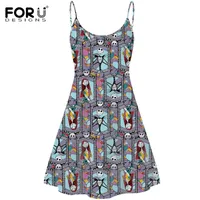 FORUDESIGNS Nightmare Before Christmas Print Sexy Party Dress for Girl Summer Sundress Beach Strappy Knee Length 220616
