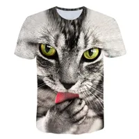 남자 티셔츠 귀여운 고양이 짧은 티셔츠 남자 여름 캐주얼 3D 셔츠 플러스 흰색 티 셔츠맨스
