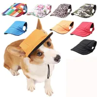 Dog Apparel Summer Pet Caps Hat Ear Holes Small Dogs Canvas Cap Outdoor Sports Baseball Sunscreen AccessoriesDog