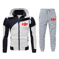 Parcours masculins Spring Autumn DJI Pilote professionnel Pilote Prints de personnalité Men Set personnalisable Logo Double Zipper Coats Pantalon Setmen '
