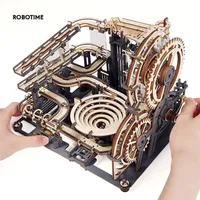 Robotime Rokr Marble Run Set 5 Kinds 3D 나무 퍼즐 DIY 모델 빌딩 블록 키트 십대 성인 나이트 시티 220815를위한 조립 장난감 선물
