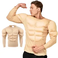 男性のボディシェイターのコスプレ偽の筋肉のシャツは男性のための胸パッドの衣装の衣装の衣装のための衣装を設定しますスポンジ腹部強いABSベストコルセットトップ