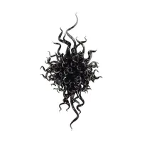 100% mondgeblazen hanglampen ce ul certificering borosilicaat murano -stijl glas dale chihuly kunst mooi zwart glas kroonluchter ornament