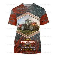 Nome personalizado Excavator Tractor FAMER ART 3D Impresso T-shirt de alta qualidade Summer Round Men feminino Casual Top 3 220619