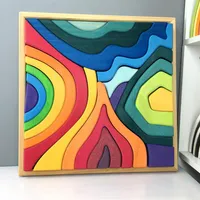 Nordic Style Geometrische Stapelbausteine ​​Aufbewahrungsschale Montsori Grimms Regenbogen Holzspielzeug Colorful259r
