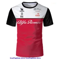 2022 F1 Team Racing Herren -T -Shirts New Alfa Romeo Shamrock Red Short Sleeve Berso Ladies Casual 381c